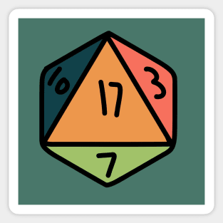 20 Sided Dice With Colored Background Sticker